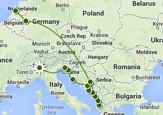 Balkan Tour map